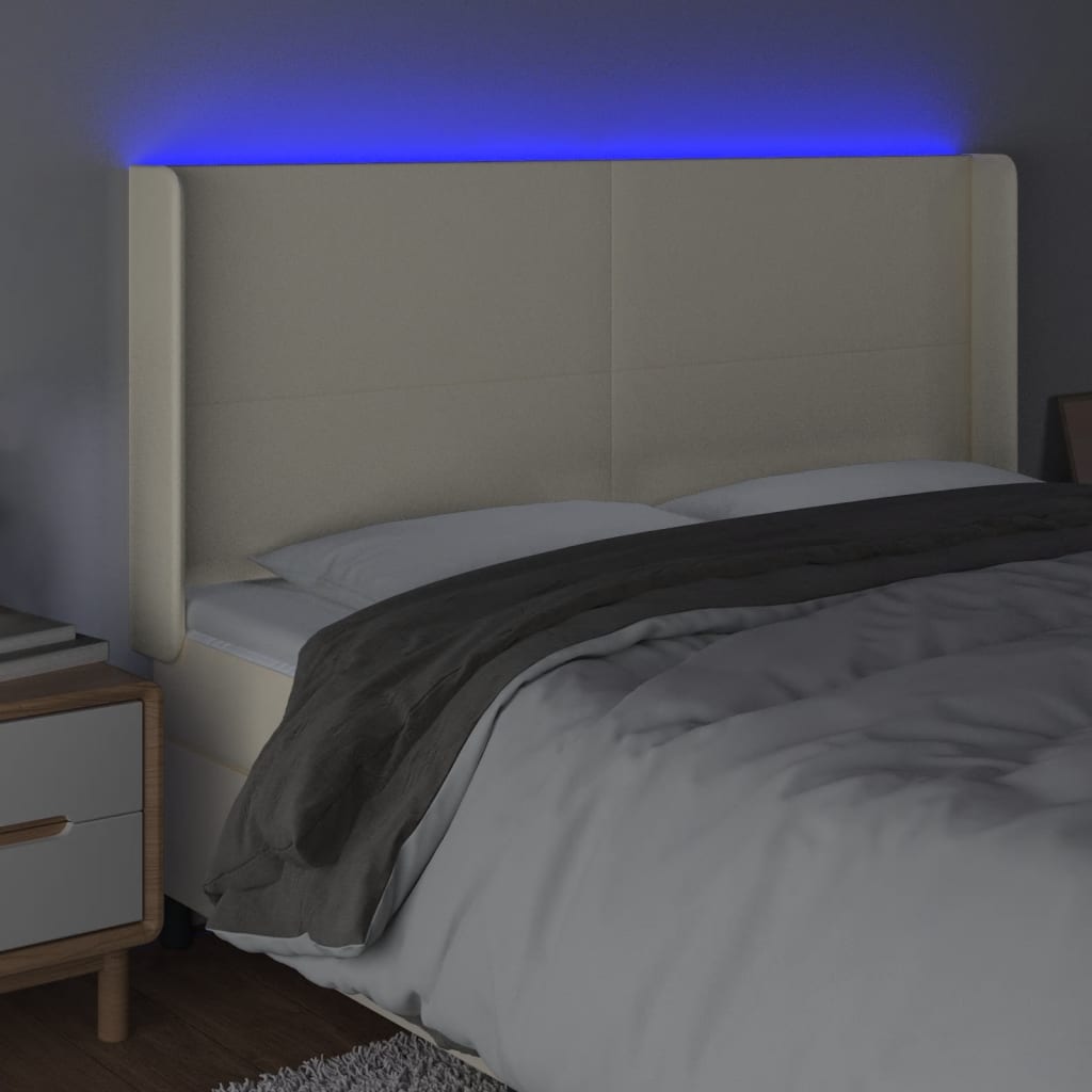 Tête de lit à LED Crème 183x16x118/128 cm Similicuir - XIOS