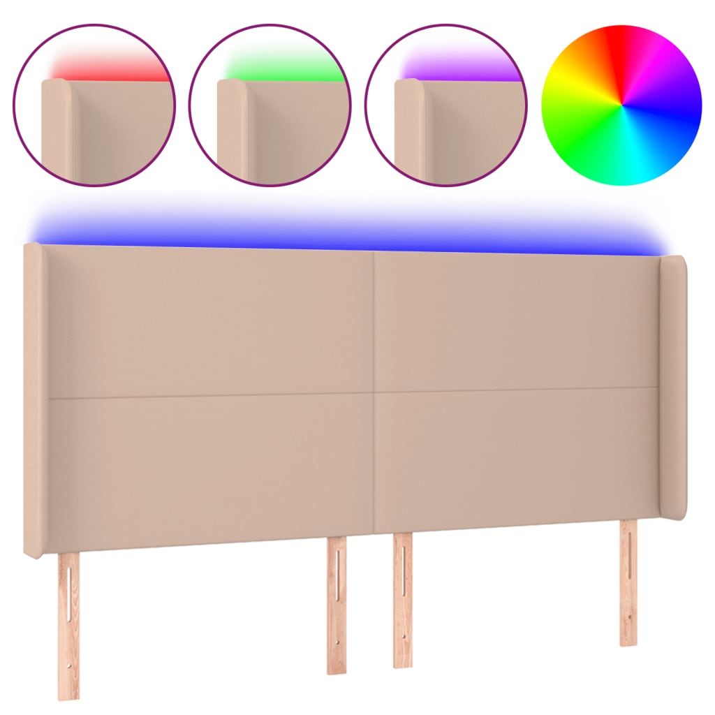 Tête de lit à LED Cappuccino 183x16x118/128 cm Similicuir - XIOS