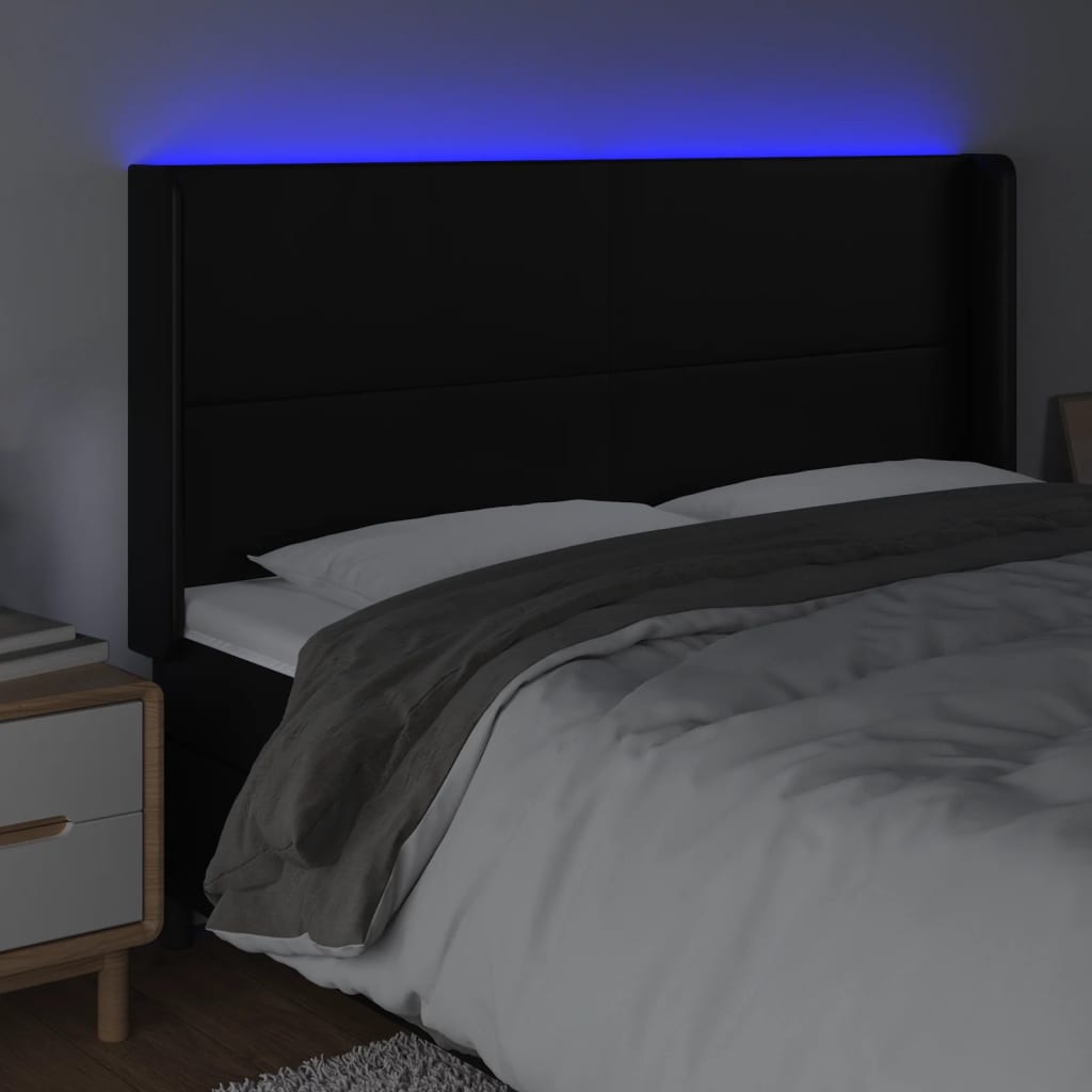 Tête de lit à LED Noir 203x16x118/128 cm Similicuir - XIOS