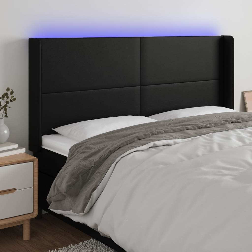 Tête de lit à LED Noir 203x16x118/128 cm Similicuir - XIOS