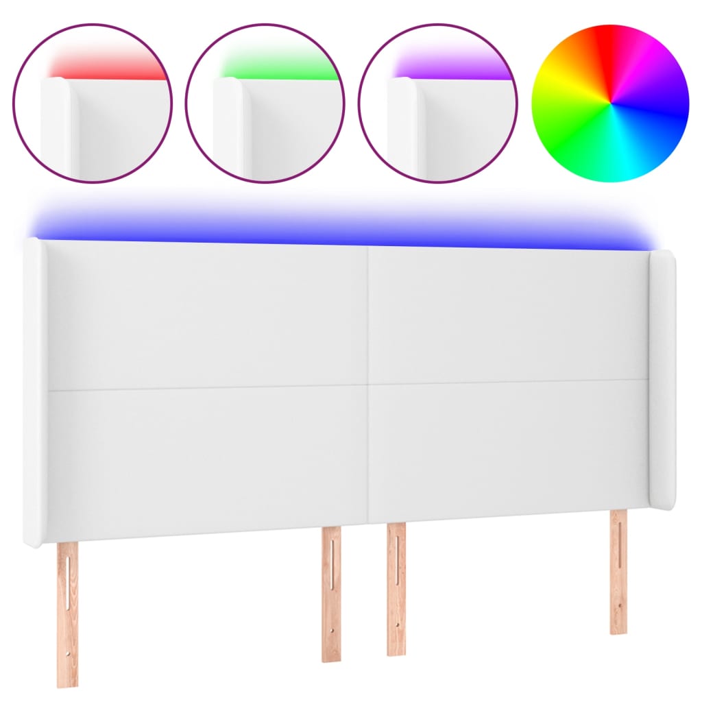 Tête de lit à LED Blanc 203x16x118/128 cm Similicuir - XIOS