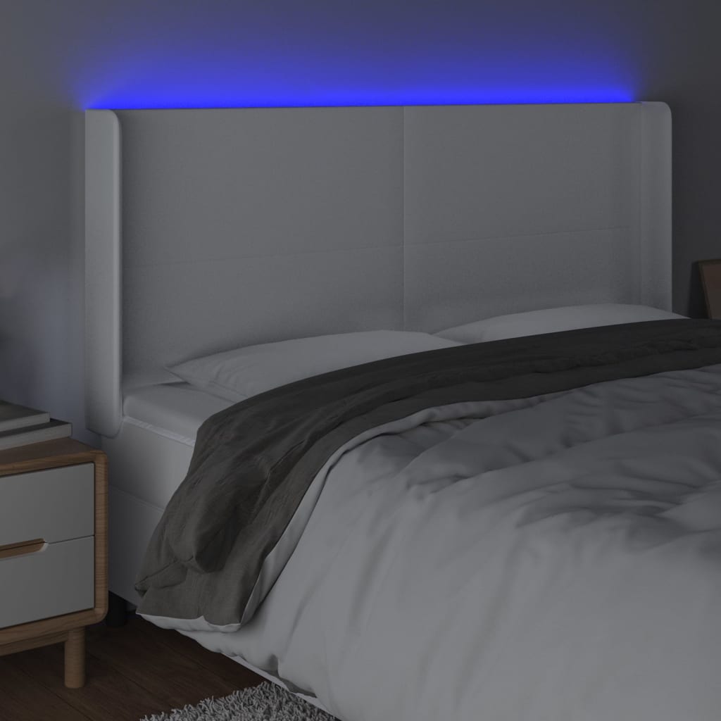 Tête de lit à LED Blanc 203x16x118/128 cm Similicuir - XIOS
