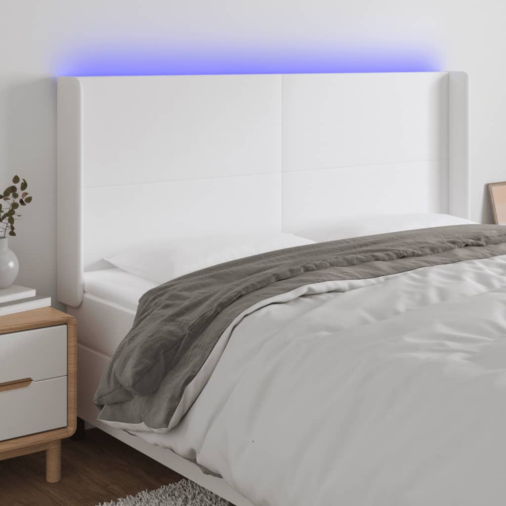 Tête de lit à LED Blanc 203x16x118/128 cm Similicuir - XIOS