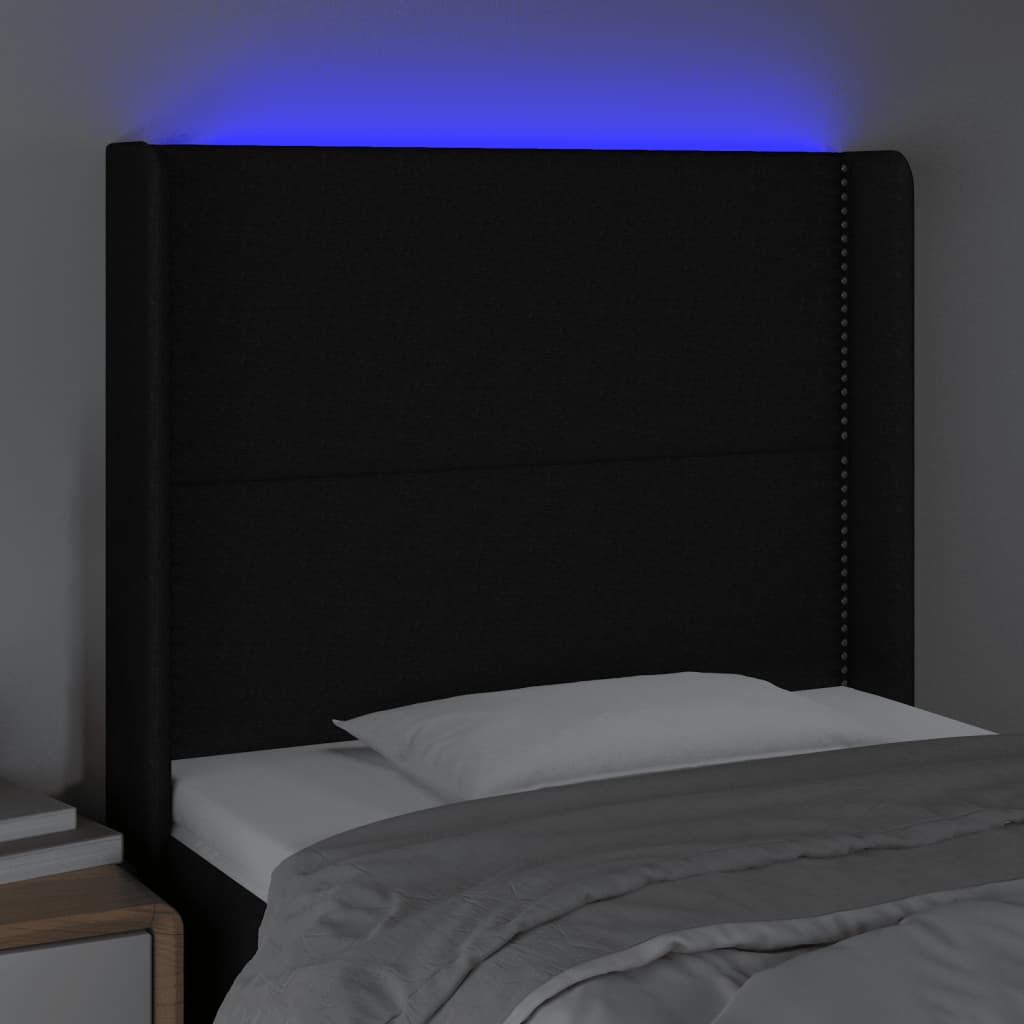 Tête de lit à LED Noir 83x16x118/128 cm Tissu - XIOS