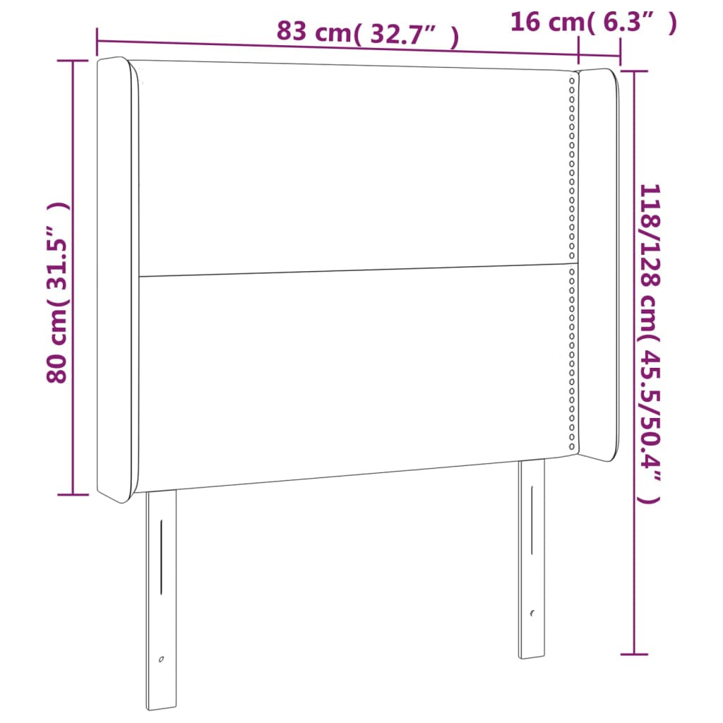 Tête de lit à LED Noir 83x16x118/128 cm Tissu - XIOS