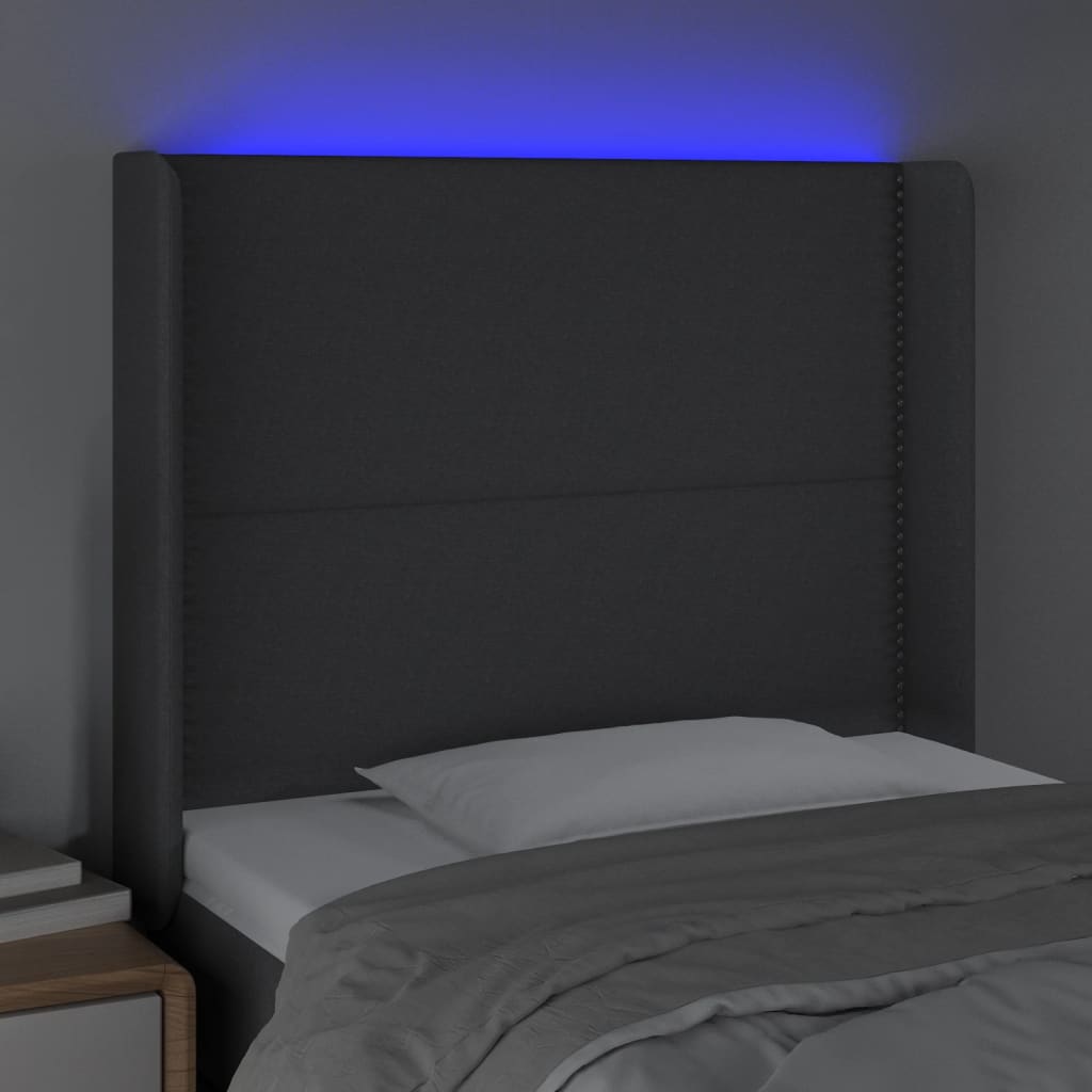 Tête de lit à LED Gris foncé 93x16x118/128 cm Tissu - XIOS