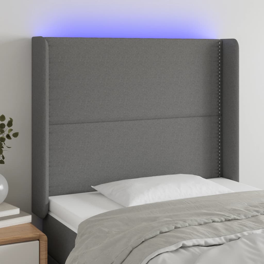 Tête de lit à LED Gris foncé 93x16x118/128 cm Tissu - XIOS
