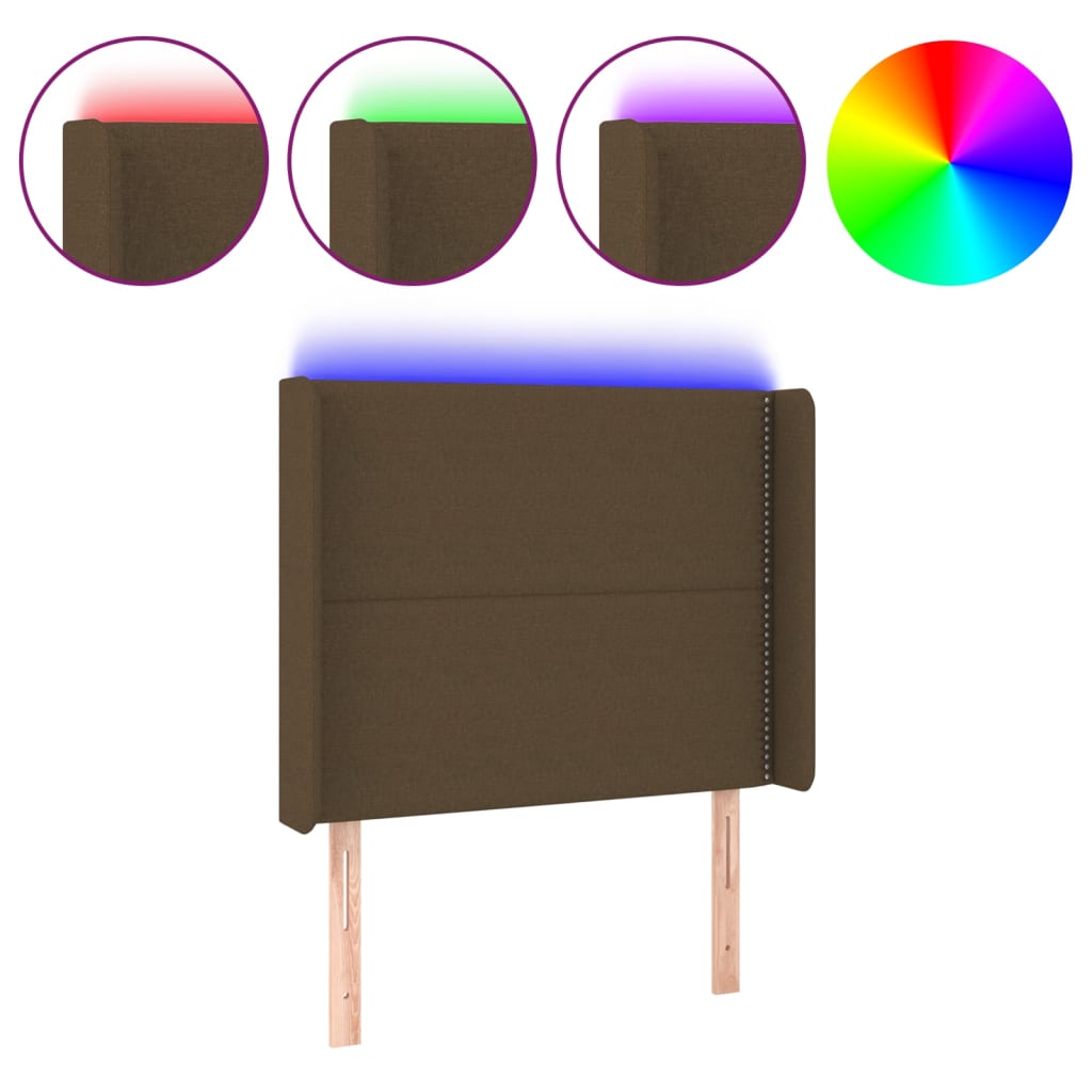 Tête de lit à LED Marron foncé 93x16x118/128 cm Tissu - XIOS