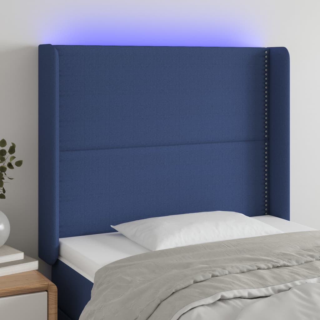 Tête de lit à LED Bleu 93x16x118/128 cm Tissu - XIOS