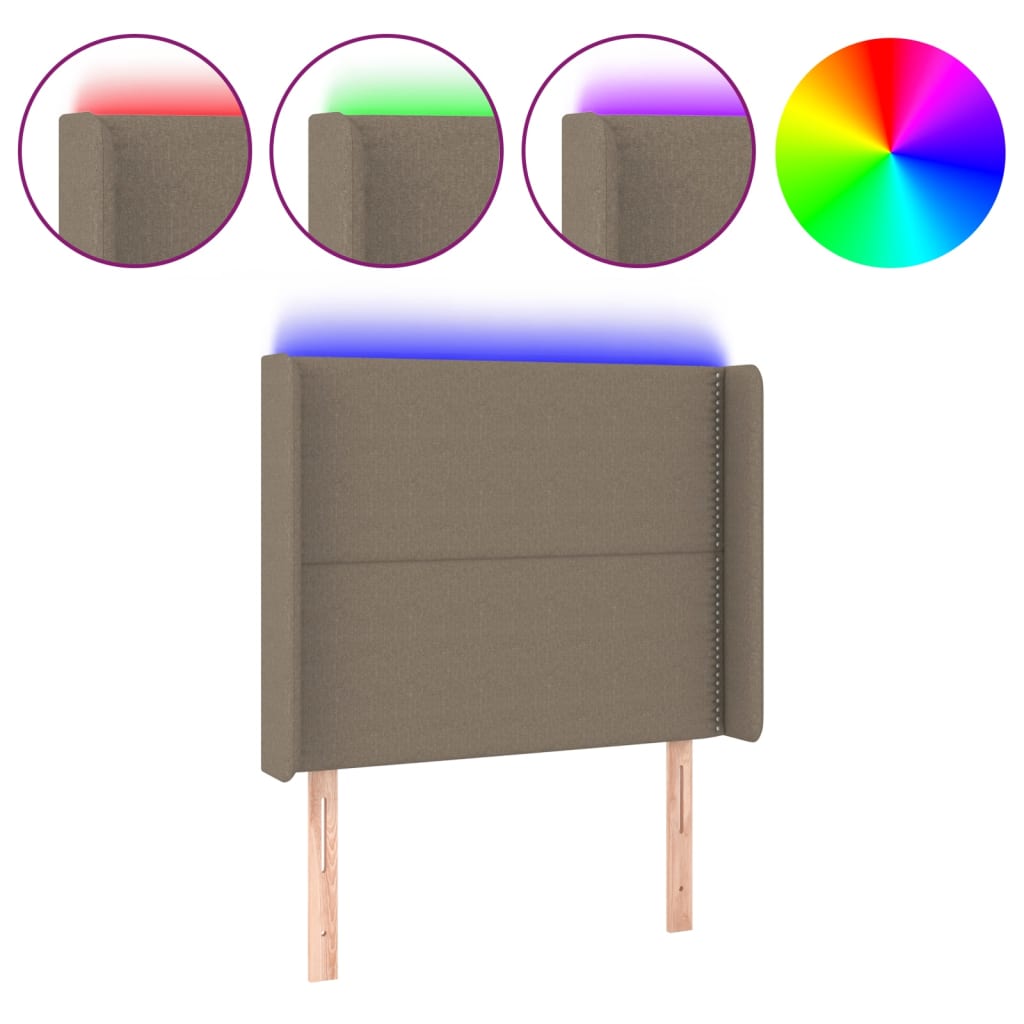 Tête de lit à LED Taupe 103x16x118/128 cm Tissu - XIOS