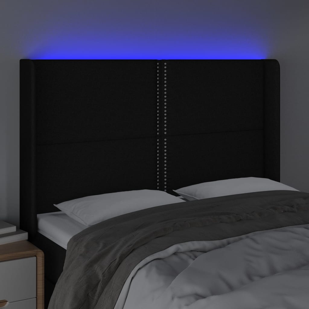 Tête de lit à LED Noir 147x16x118/128 cm Tissu - XIOS