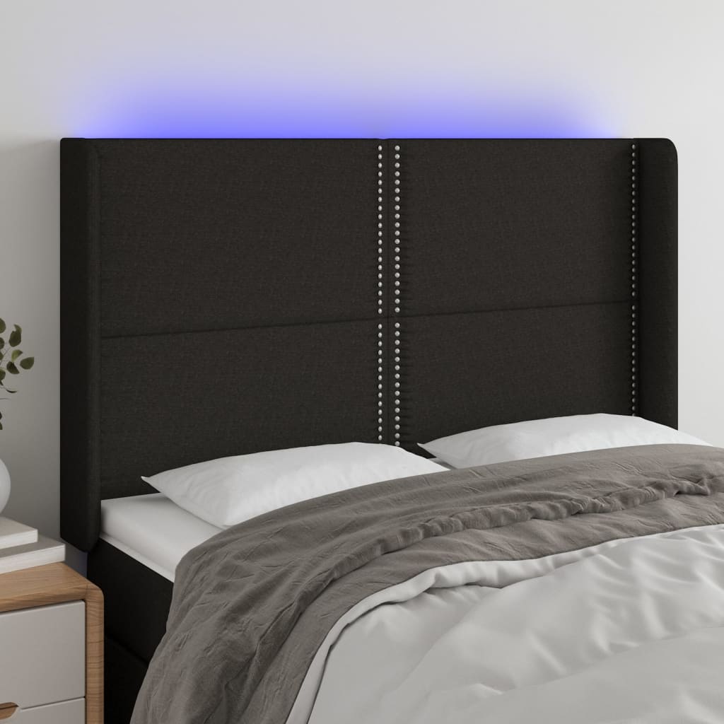 Tête de lit à LED Noir 147x16x118/128 cm Tissu - XIOS