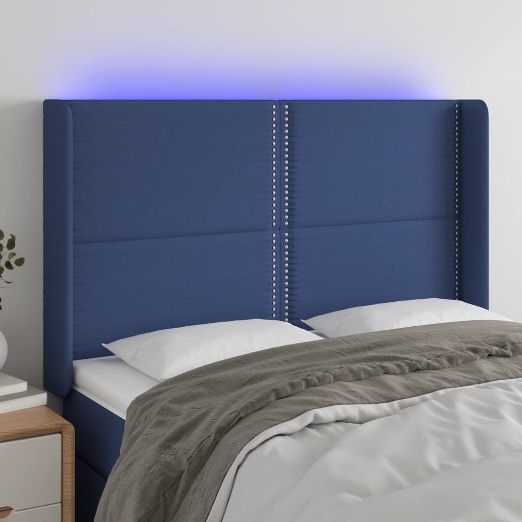 Tête de lit à LED Bleu 147x16x118/128 cm Tissu - XIOS