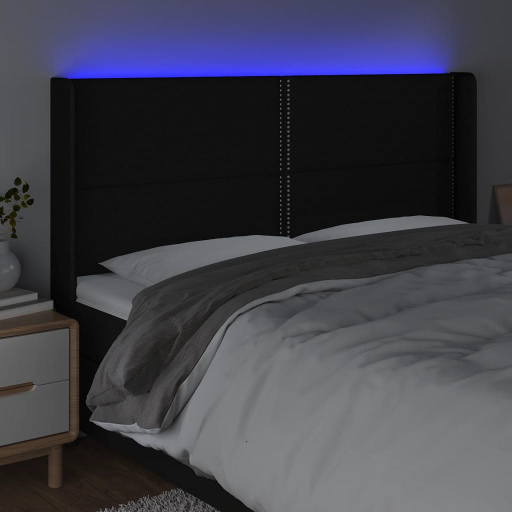 Tête de lit à LED Noir 163x16x118/128 cm Tissu - XIOS