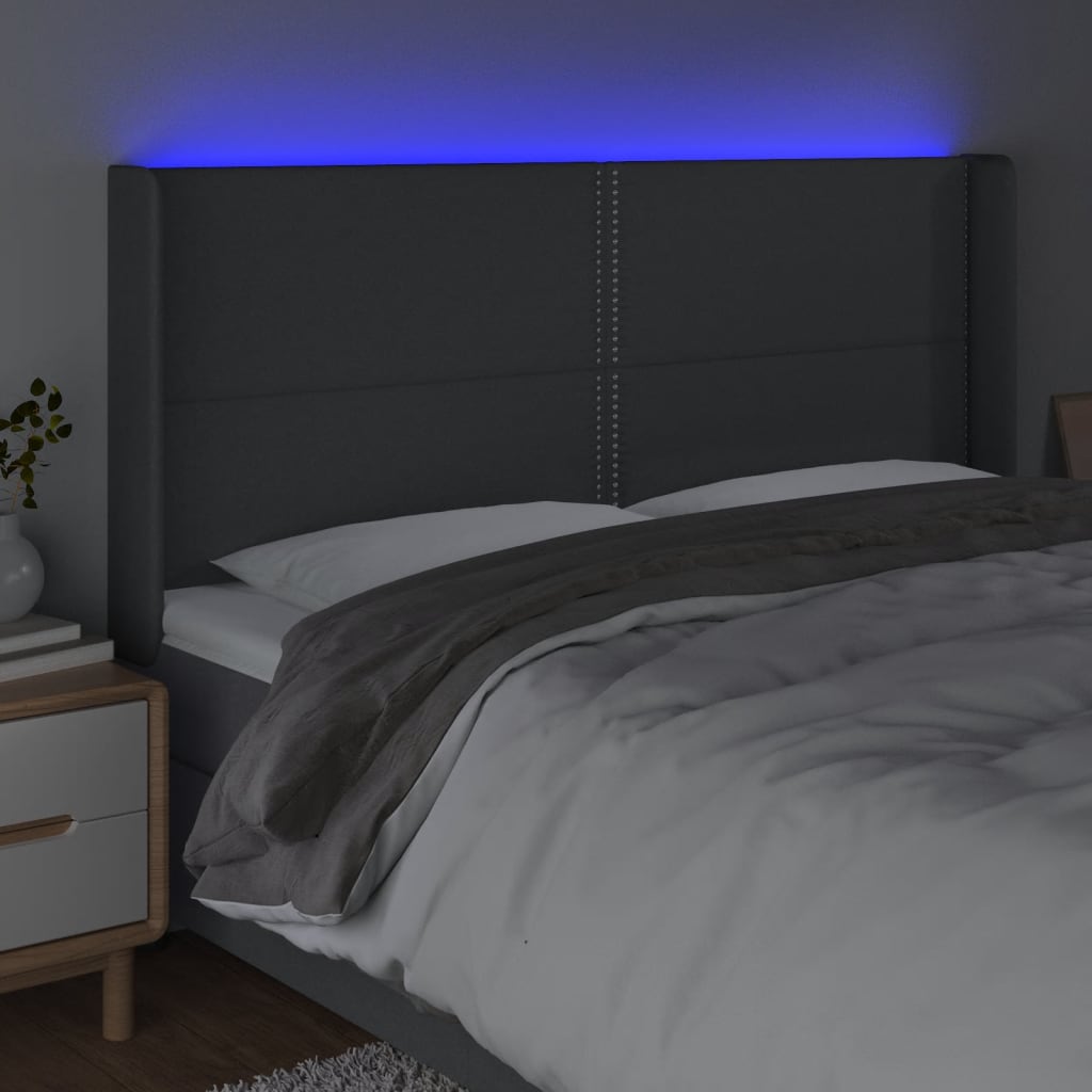 Tête de lit à LED Gris foncé 183x16x118/128 cm Tissu - XIOS