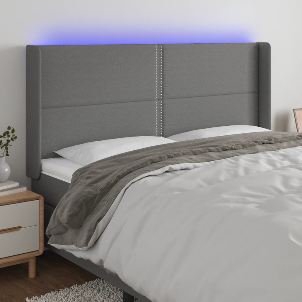 Tête de lit à LED Gris foncé 183x16x118/128 cm Tissu - XIOS