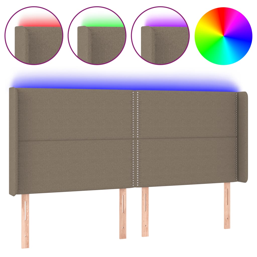 Tête de lit à LED Taupe 203x16x118/128 cm Tissu - XIOS