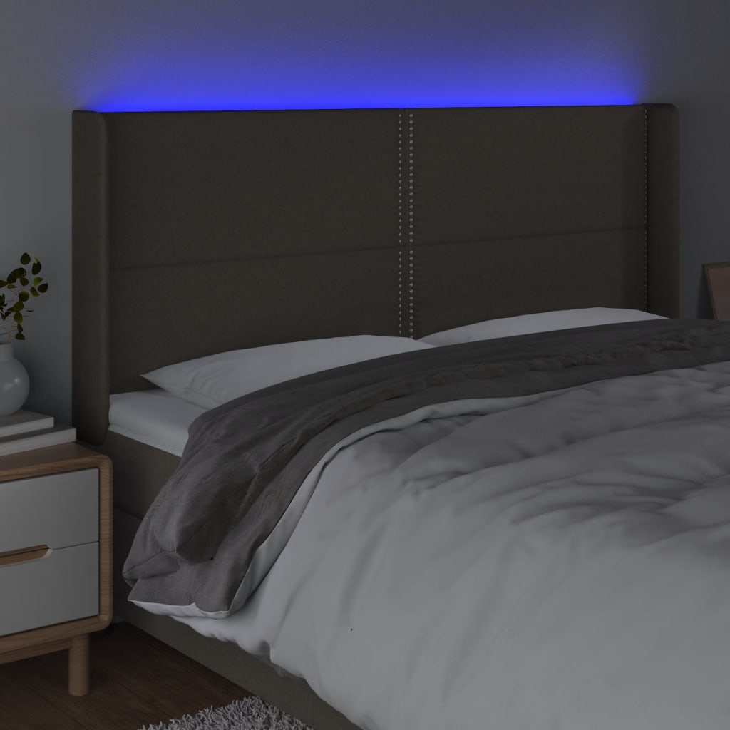 Tête de lit à LED Taupe 203x16x118/128 cm Tissu - XIOS