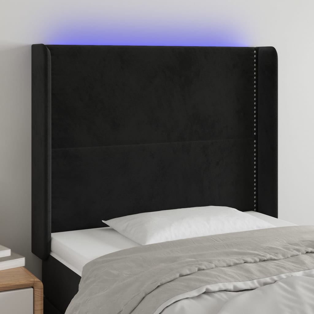 Tête de lit à LED Noir 83x16x118/128 cm Velours - XIOS