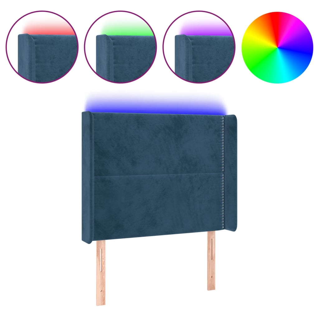 Tête de lit à LED Bleu foncé 93x16x118/128 cm Velours - XIOS