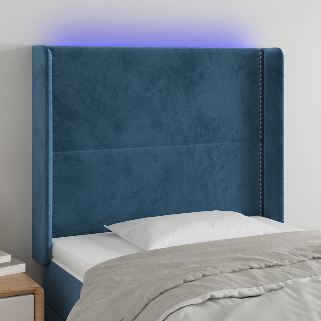 Tête de lit à LED Bleu foncé 93x16x118/128 cm Velours - XIOS