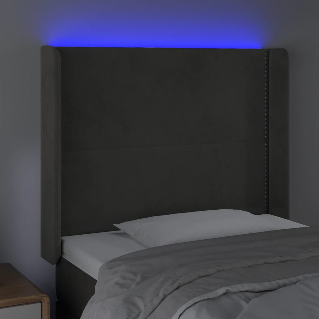 Tête de lit à LED Gris foncé 103x16x118/128 cm Velours - XIOS
