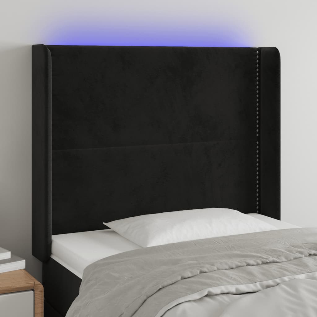 Tête de lit à LED Noir 103x16x118/128 cm Velours - XIOS