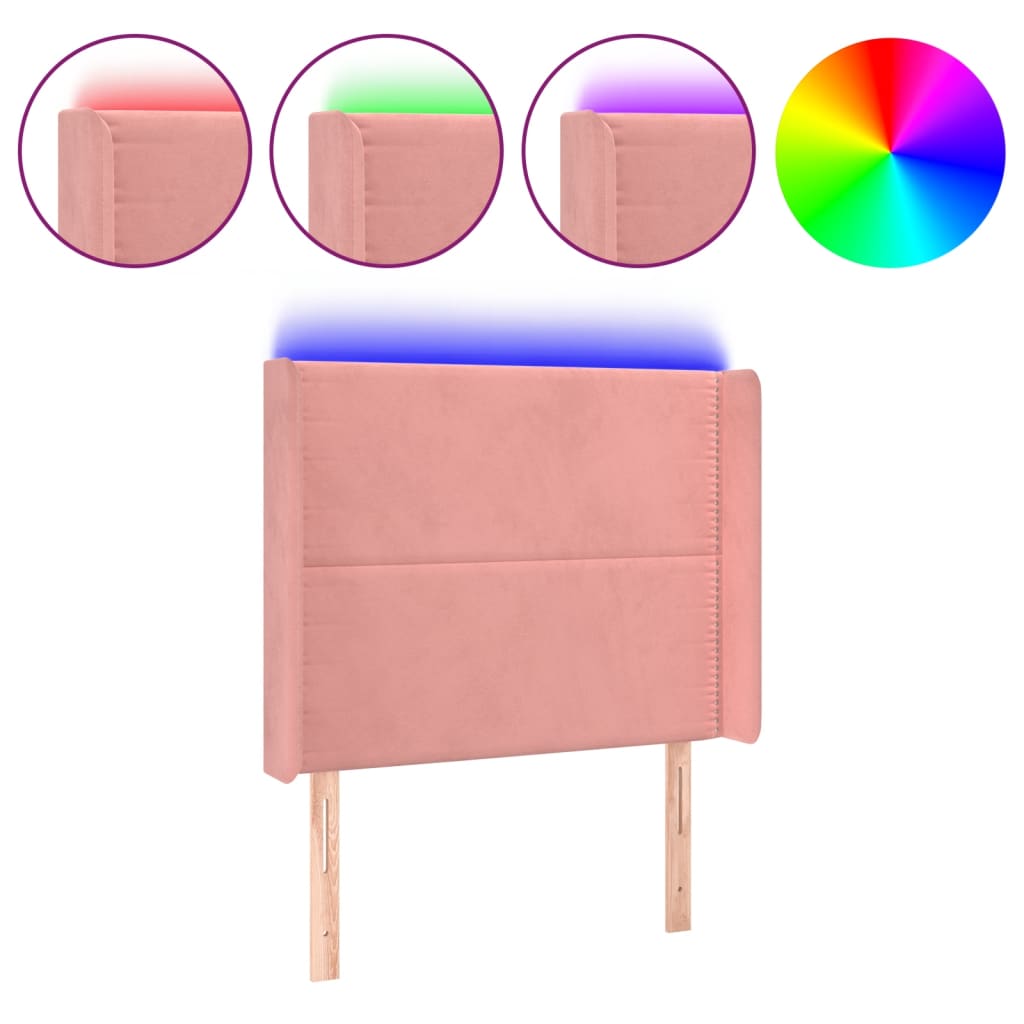 Tête de lit à LED Rose 103x16x118/128 cm Velours - XIOS