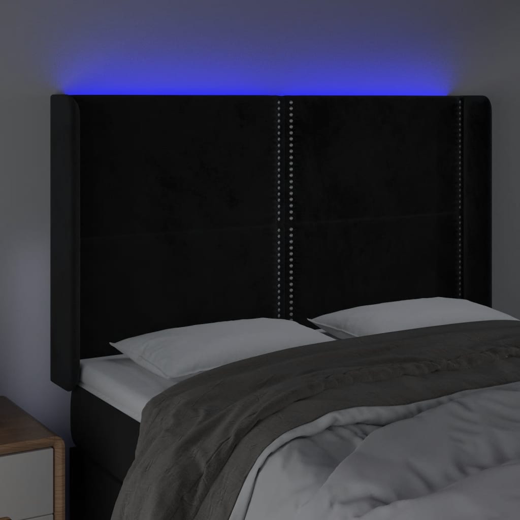 Tête de lit à LED Noir 147x16x118/128 cm Velours - XIOS