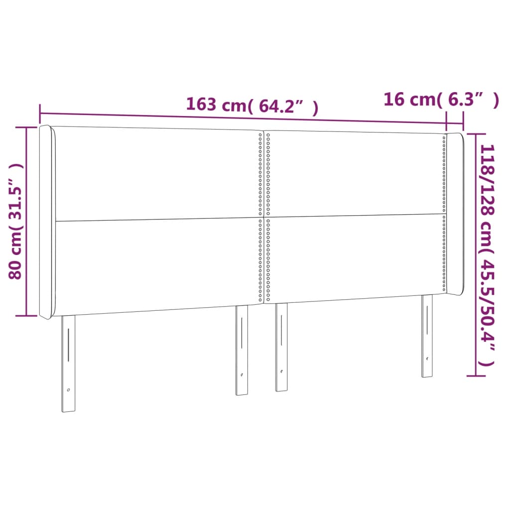 Tête de lit à LED Gris foncé 163x16x118/128 cm Velours - XIOS