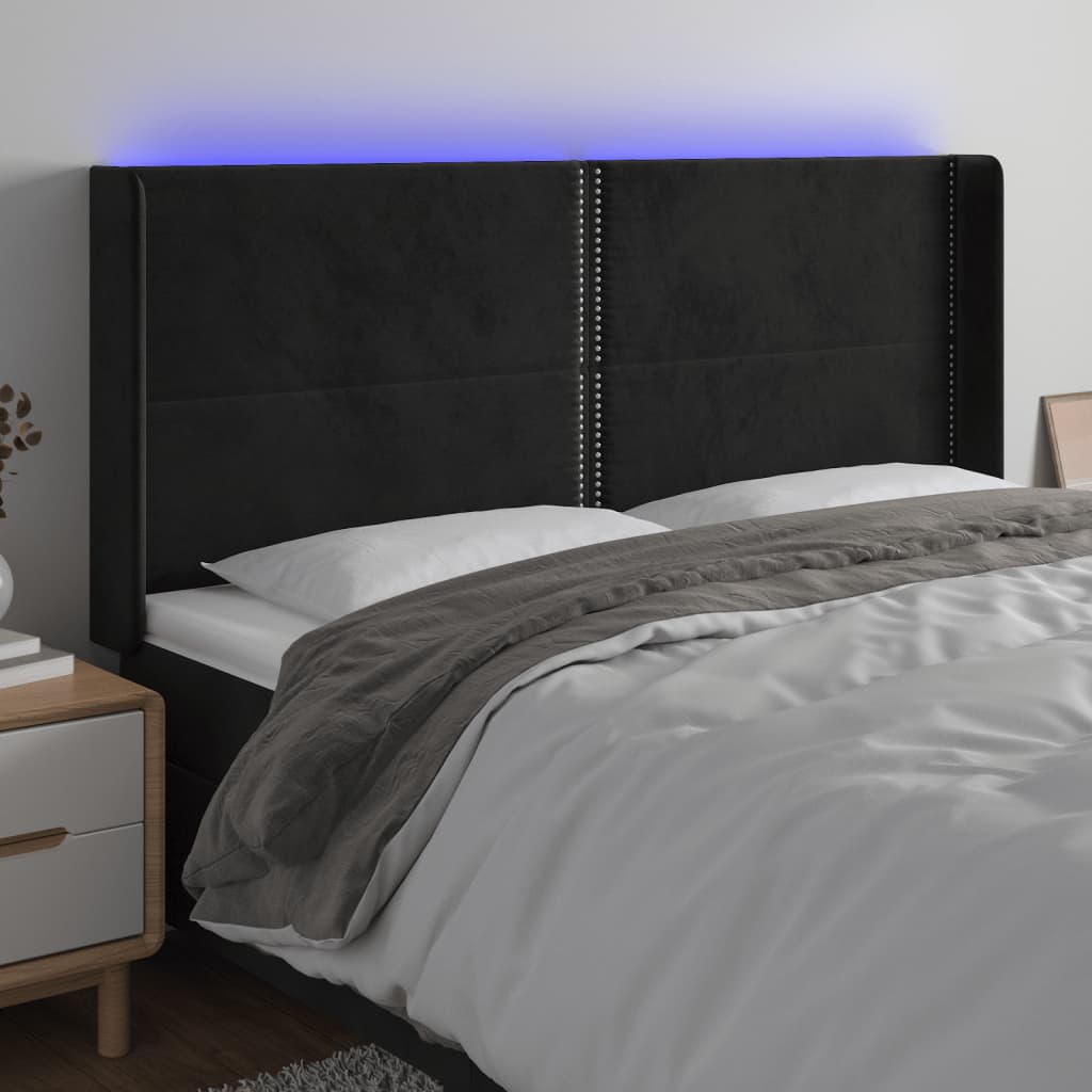 Tête de lit à LED Noir 163x16x118/128 cm Velours - XIOS