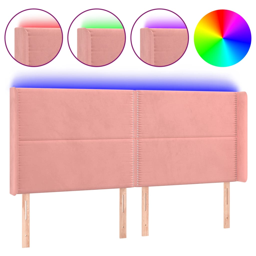 Tête de lit à LED Rose 163x16x118/128 cm Velours - XIOS