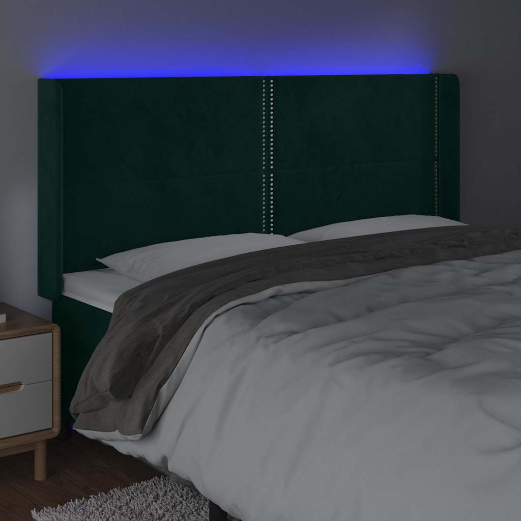 Tête de lit à LED Vert foncé 203x16x118/128 cm Velours - XIOS