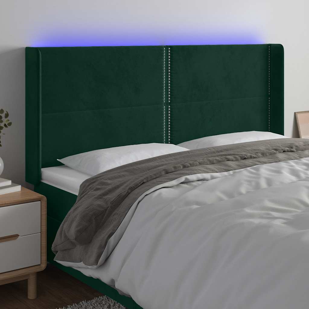 Tête de lit à LED Vert foncé 203x16x118/128 cm Velours - XIOS