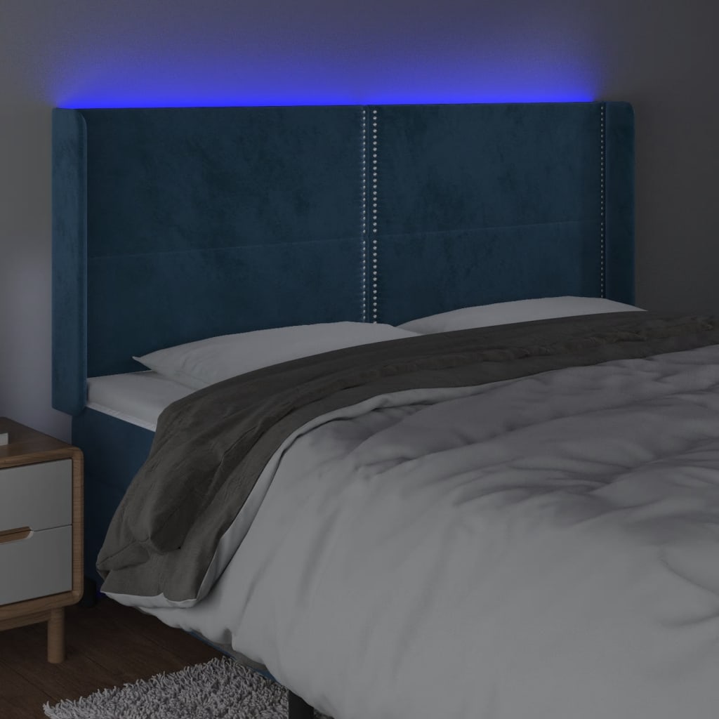 Tête de lit à LED Bleu foncé 203x16x118/128 cm Velours - XIOS