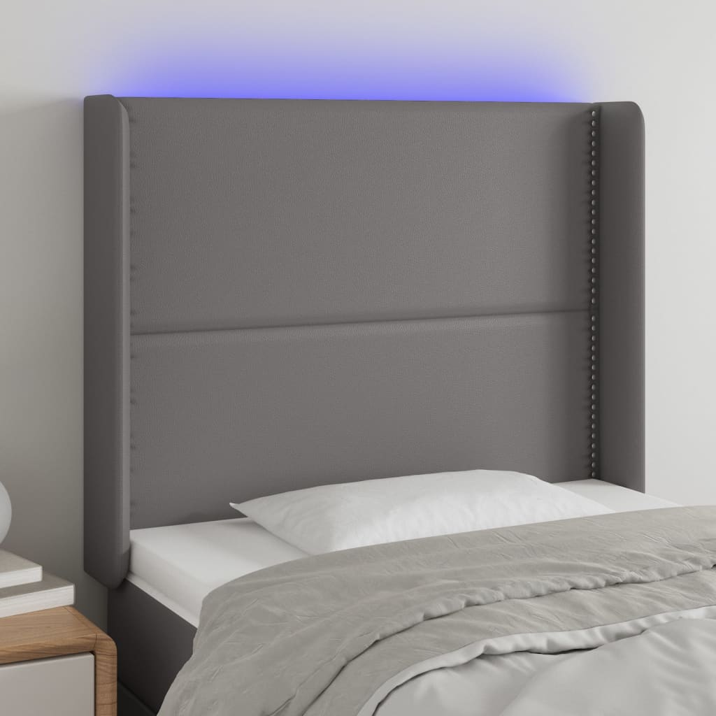 Tête de lit à LED Gris 103x16x118/128 cm Similicuir - XIOS
