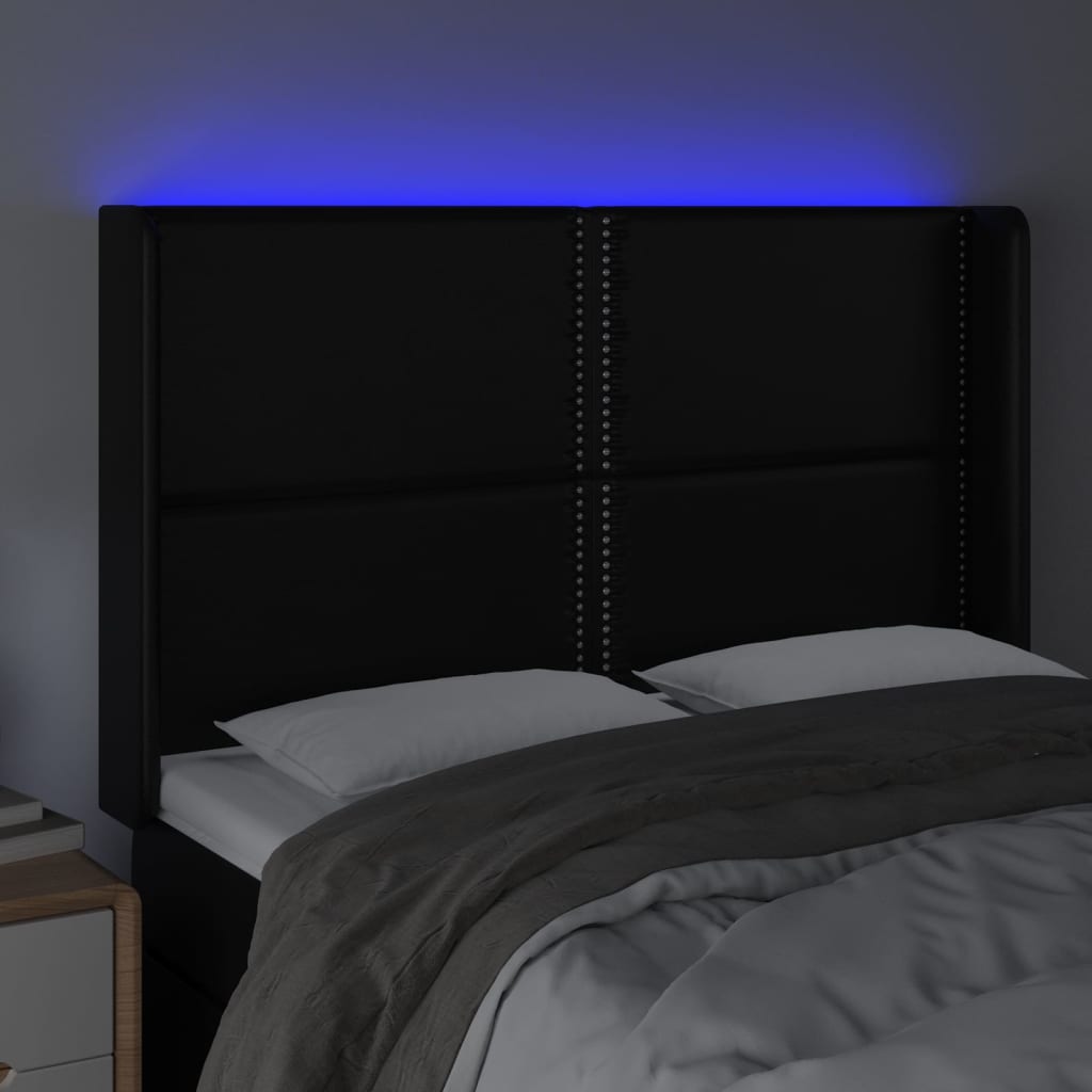 Tête de lit à LED Noir 147x16x118/128 cm Similicuir - XIOS