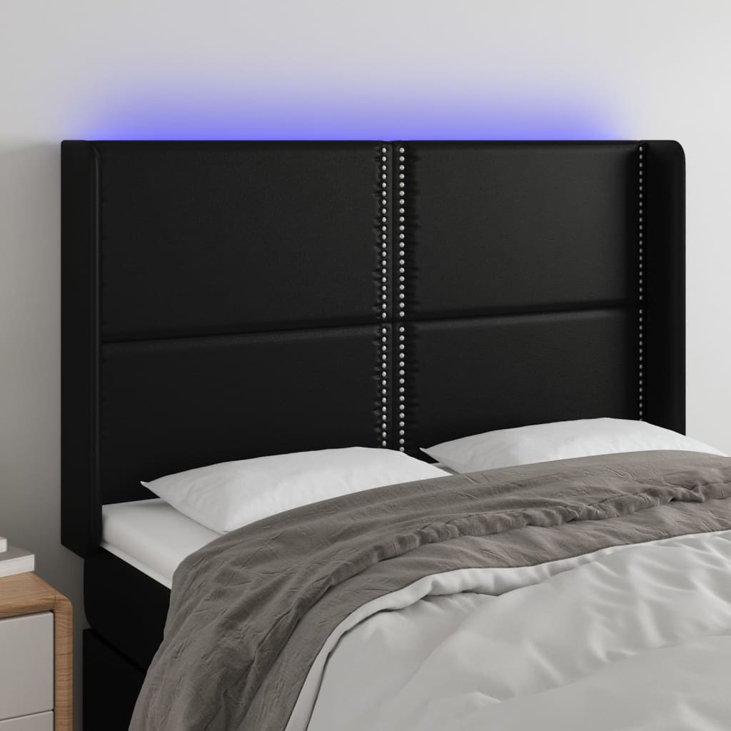 Tête de lit à LED Noir 147x16x118/128 cm Similicuir - XIOS