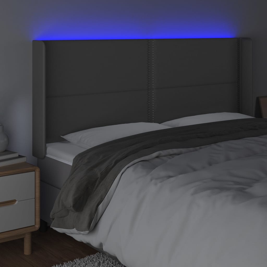 Tête de lit à LED Gris 203x16x118/128 cm Similicuir - XIOS