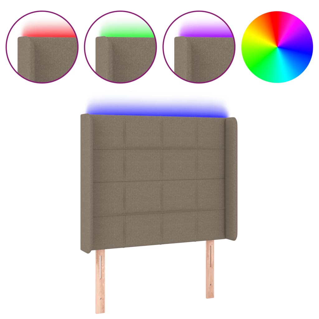 Tête de lit à LED Taupe 83x16x118/128 cm Tissu - XIOS