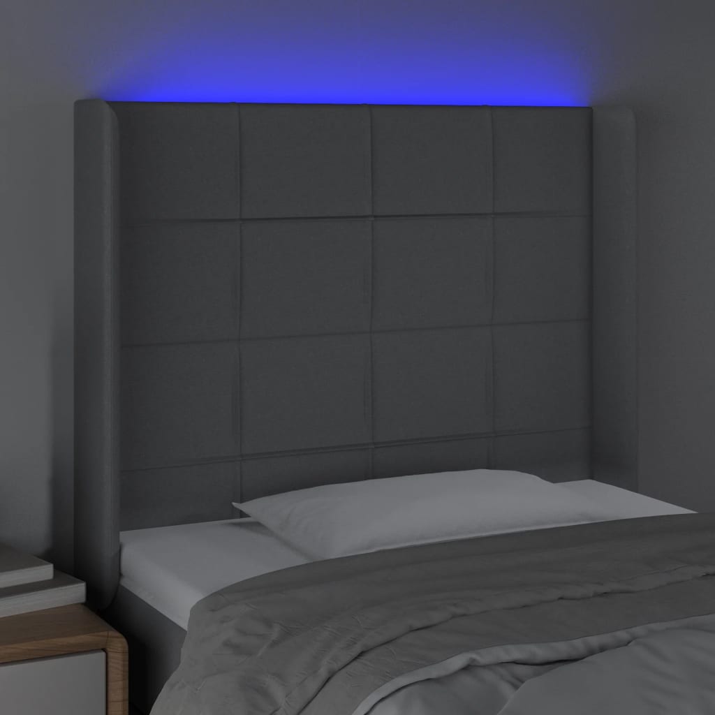 Tête de lit à LED Gris clair 93x16x118/128 cm Tissu - XIOS