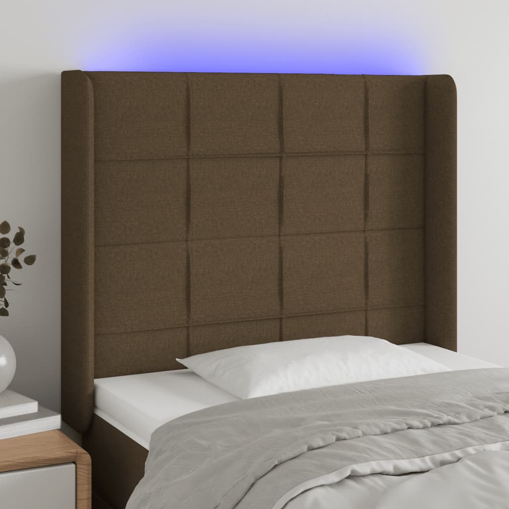 Tête de lit à LED Marron foncé 93x16x118/128 cm Tissu - XIOS