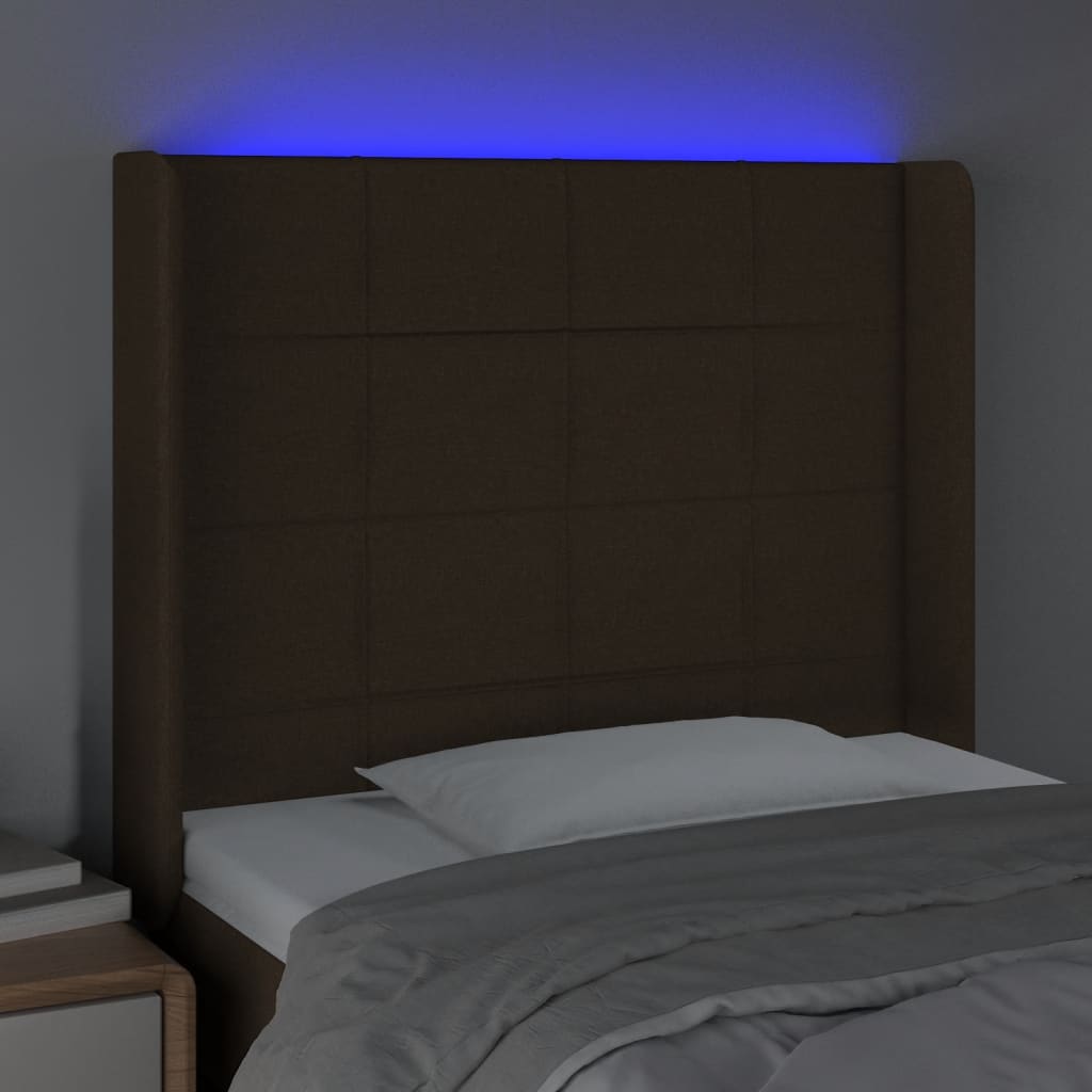 Tête de lit à LED Marron foncé 103x16x118/128 cm Tissu - XIOS