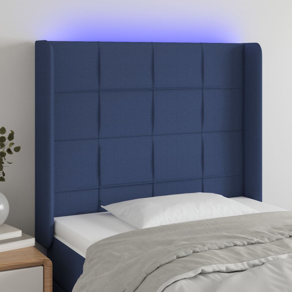 Tête de lit à LED Bleu 103x16x118/128 cm Tissu - XIOS