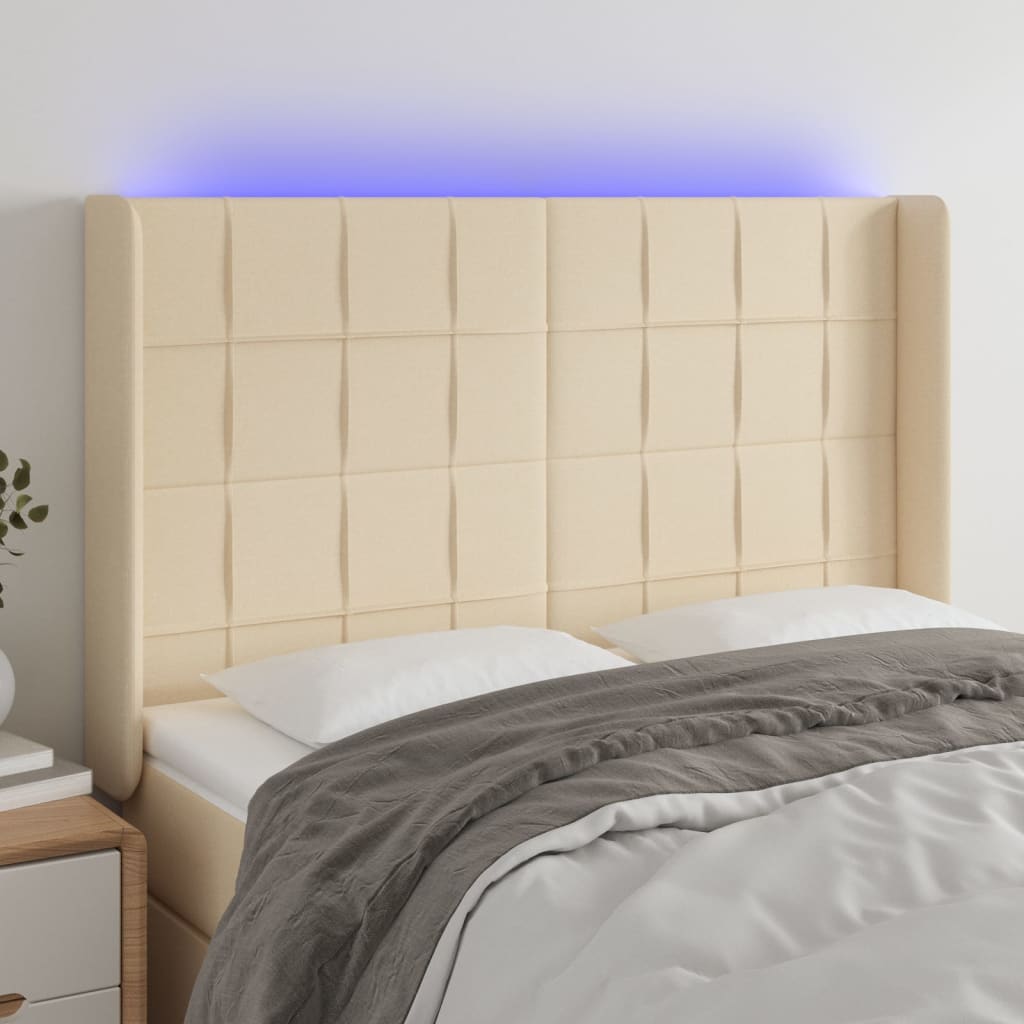 Tête de lit à LED Crème 147x16x118/128 cm Tissu - XIOS