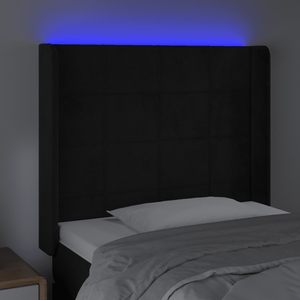 Tête de lit à LED Noir 83x16x118/128 cm Velours - XIOS