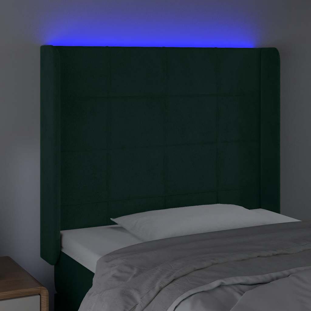 Tête de lit à LED Vert foncé 83x16x118/128 cm Velours - XIOS