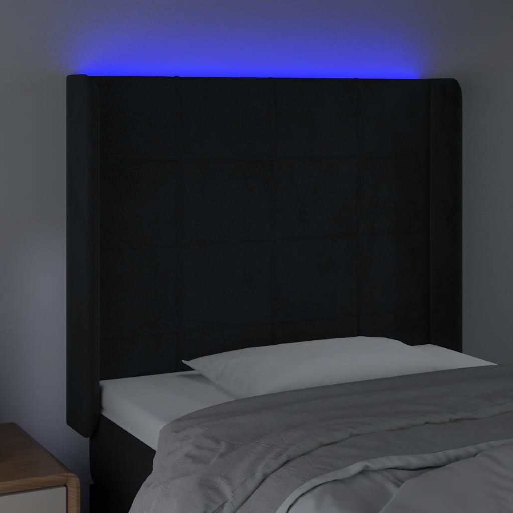 Tête de lit à LED Noir 93x16x118/128 cm Velours - XIOS