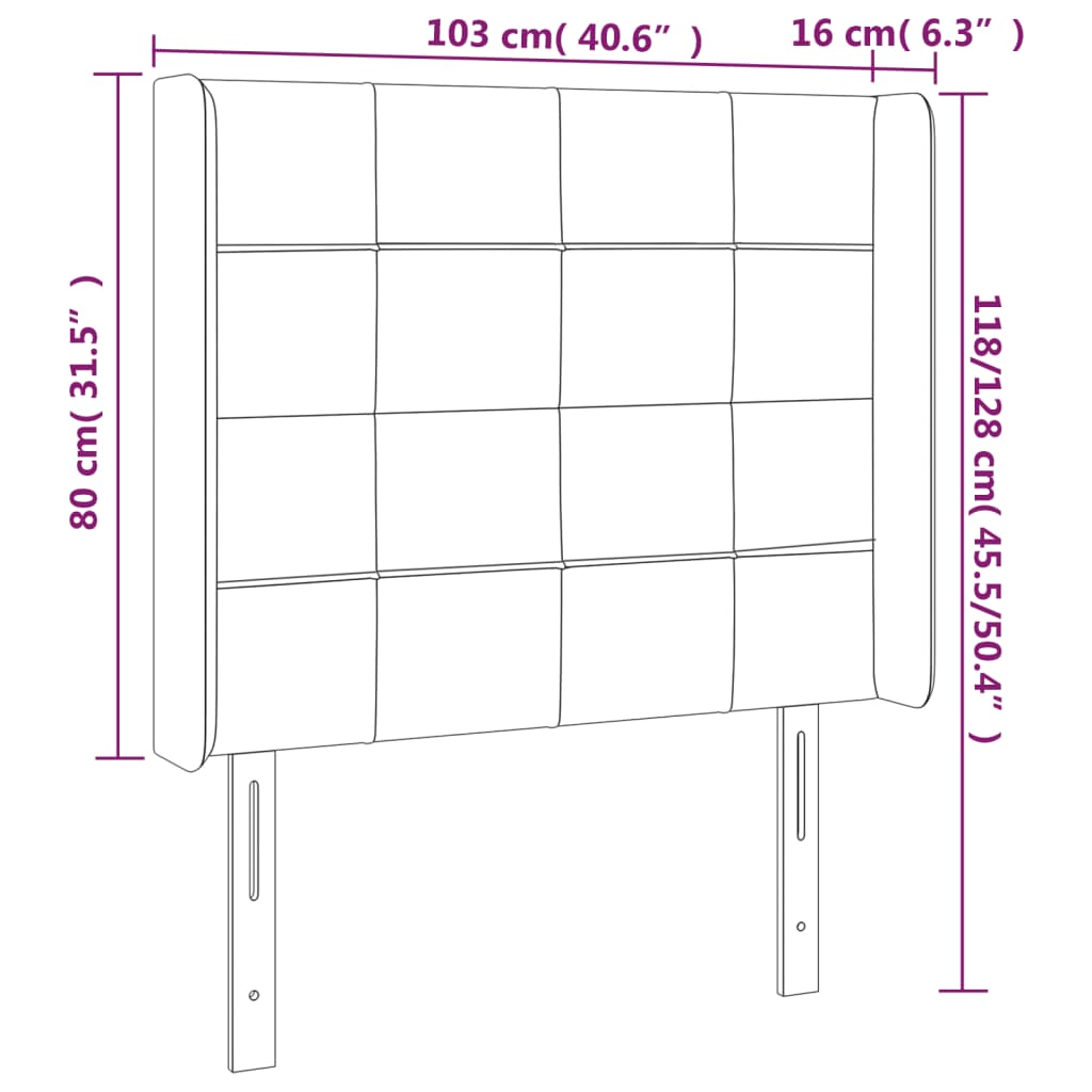 Tête de lit à LED Gris foncé 103x16x118/128 cm Velours - XIOS