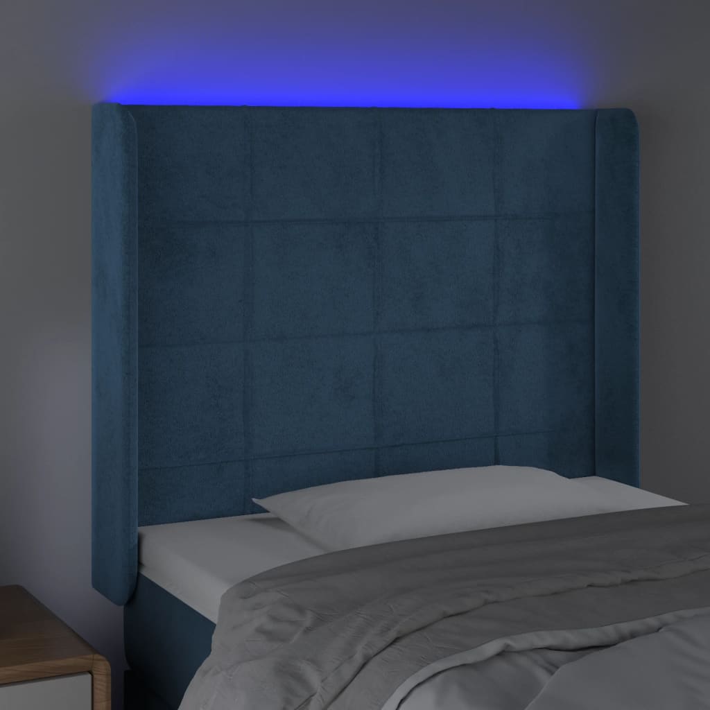 Tête de lit à LED Bleu foncé 103x16x118/128 cm Velours - XIOS